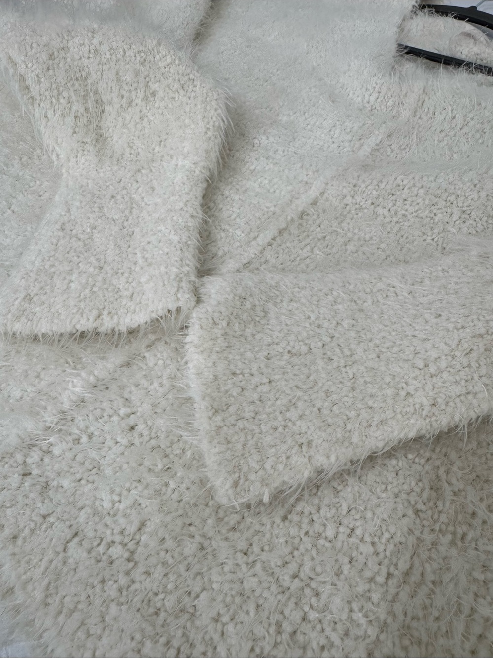 Free People Icing Fuzzy Knit Pullover Sweater Large Ivory V-Neck Oversized - Picture 15 of 15